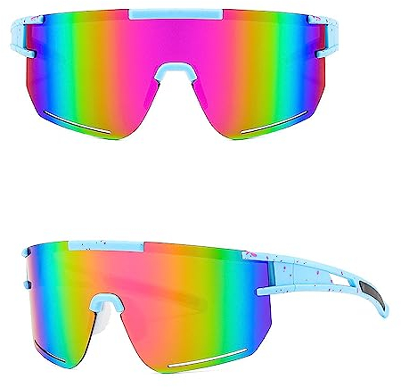 Hyxodjy Fahrradbrille Herren Damen,Sportbrille Fahrradbrille Schnelle Brille Fahrradbrille Fahrradbrille Winddicht UV 400 Bunte Fahrrad Brille für Outdooraktivitäten Wie Radfahren Laufen