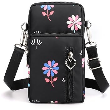 USTNIR Handytasche zum Umhängen Damen, Nylon Kleine Umhängetasche mit Kopfhörer Eingang, Mini Crossbody Schultertasche Handytasche, Handy Schultertasche Für Handy unter 7 Zoll