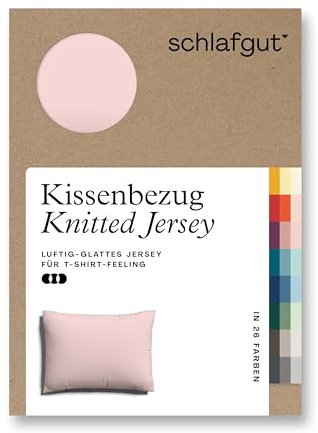 schlafgut Knitted Jersey Kissenbezug 70x90 cm Purple Light Uni weicher Premium Kopfkissenbezug einzeln, faltenfrei mit Elasthan