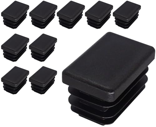 SKIR'CO (10 Stück) Rechteckige Kunststoffstopfen 20 x 30 mm, Matt Rechteckstopfen, Rechteckige Rohreinsätze, Zaunpfosten Kappen, Schwarz RAL 9005