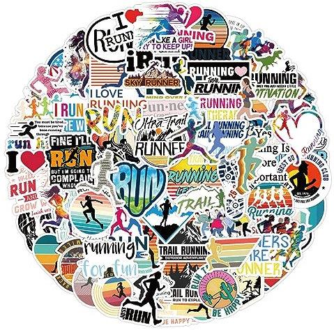 Bric Dodo 100 Stück Running Aufkleber Auto Laptop Telefon Gitarre Skateboard Motorrad Fahrrad Running Stickers Set Vinyl Wasserdicht Aesthetic Aufkleber für Jugendliche Kinder Erwachsene