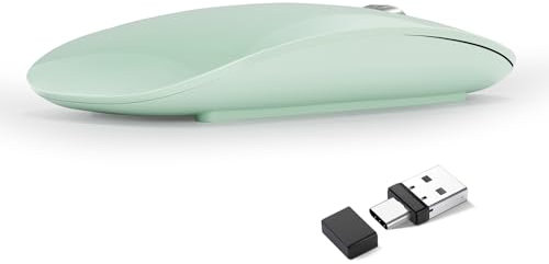 Uiosmuph G11 Mouse Wireless Ricaricabile, Mouse Senza Fili Silenzioso, 2,4 GHz con Ricevitore di Tipo C e USB per Laptop/PC/Mac/Chromebook,green