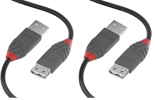 Lindy - Cavo Prolunga USB 2.0 Anthra Line 1 Metro, Connettore USB Tipo A Maschio a Femmina, Velocità di Trasferimento Dati Speed Fino a 480Mbps per Tastiera, Stampante, Fotocamera, Hard Disk