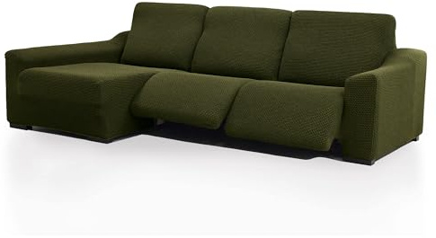 FAVERTI® Super elastischer Bezug für Chaiselongue, langes Eckteil Links (Vorderseite), 2 Füße, Modell Nove, Rasen, hochwertiger Schutz aus Jacquard-Stoff und Baumwolle