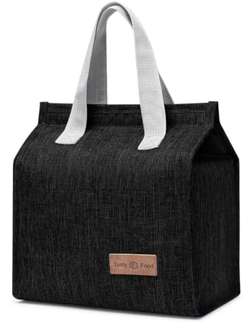 Maine Lunchtasche für Damen, isolierte Lunchtasche, wiederverwendbare Taschen, Kühltasche, auslaufsicher und isoliert für Arbeit, Büro, Picknick und Reisen (schwarz)