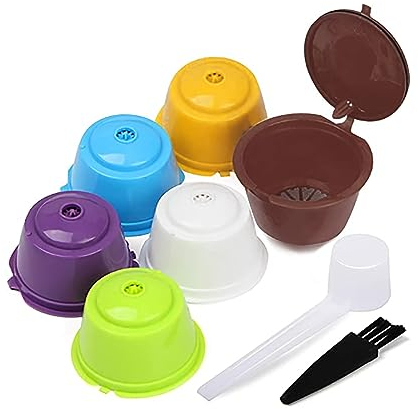 Cápsulas de café reutilizables Cápsula de café reutilizable para Dolce Gusto con cuchara y cepillo Juego de 6 filtros de cápsulas de café recargables de colores