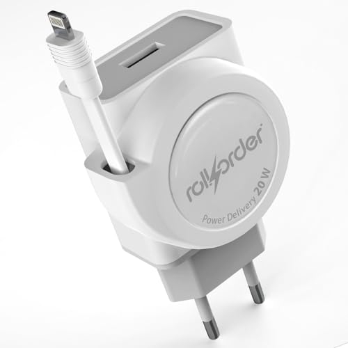 ROLLORDER - Oferta ÚLTIMAS Unidades - Este Modelo ES Solo para iPhone 14 y Modelos Anteriores (Tipo Lightning) | Cable Retráctil Extensible hasta 75 CM | Portátil y Cómodo