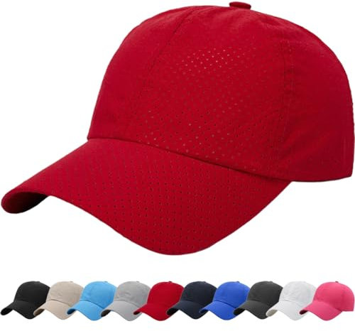 DURINM Cappello da Baseball Traspirante Cappellino Uomo con Visiera Cappellino Uomo con Visiera Regalo Nonno/papà Cappello Baseball Uomo con Visiera Regalo Uomo (Rosso)