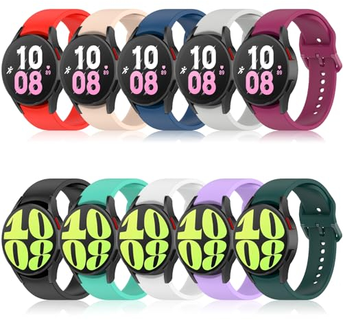 BDIG 10 piezas Pulsera compatible con Samsung Galaxy Watch 7/FE/4/6/5 40mm 44mm/Watch 5 pro 45mm, Galaxy Watch 6/4 Classic 43mm 47mm 42mm 46mm,20mm Correa deportiva de silicona para mujeres y hombres.