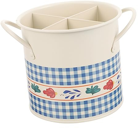 TOPBATHY Cajas almacenaje Caja almacenaje escurridor de cucharas Soporte para Cuchara y Tenedor decoración Vintage Cubiertos Olla de Palillos Cubo Retro Decorativo Enrejado Porta Palillos