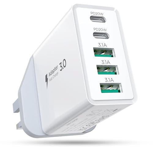 USB C Wall Charger,50W Fast USB C Charger Block,Hohosb 5-Port PD+QC Power Adapter Charging Box Brick for iPhone 15 14 13 12 11 Pro Max,iPad,Google Pixel,Samsung Galaxy and More-White