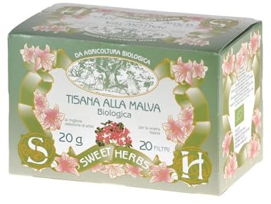 Sweet Herbs® | Tisana Malva | Infuso Biologico alla Malva Rilassante Sera - 20 Filtri in Singole Bustine (20 Gr)