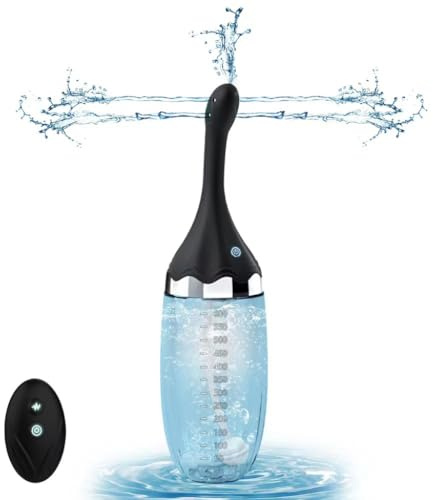 Anal Douche Automatic Enema Bulb - 20oz Electric Enemas for Colon Cleanse for Women with 3 Speeds 5 Spouts, Silicone Douches for Men Anal Cleaner, Remote Control Enema Kit Anti-Backflow Bottle