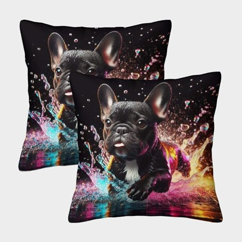 ZYGAOKDD Dekorativer Kissenbezug Für Zu Hause French Bulldog 3D-Digitaldruck-Kissenbezug 50x50cm
