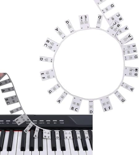 Piano Keyboard Silicone Stickers - Removable 61 Key Full Size for Beginners - Black and White