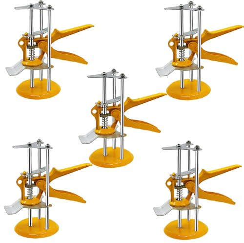 Réglage de la Hauteur du Carrelage Mural,Lève-outils Manuels,Bras économiseur de travail, 5 pièces Dispositif de réglage de levage,Pour murs de bâtiments, carreaux, panneaux de porte, armoires (jaune
