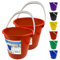 Colour Coded Plastic Bucket with Handle, 2 Gallon (7.5L) Household Heavy Duty Bucket with Spout and Easy-Grip Handle, Multipurpose Water Bucket for Cleaning, Bath, and Gardening (Red Pack of 2)