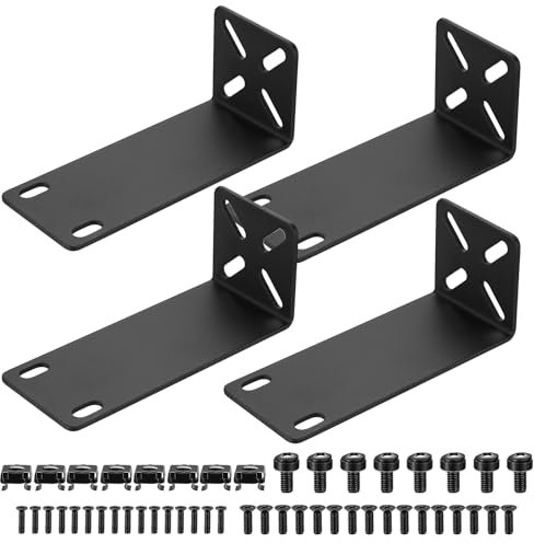 Kit de Montaje en Rack de 19 Pulgadas, Rack Mount Kit, Oreja de Montaje en Rack Ajustable de 14 a 30 mm en Conmutador de 19 Compatibles con Netgear TRENDnet Cisco D-Link HP, 10,6 a 19 (108 mm)
