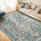 WITSHOCK Teppiche Wohnzimmer 270x360cm: Jahrgang Boho Teppiche Schlafzimmer, Waschbarer Kurzflor-Schlafzimmer Teppich, Rutschfester, für Küche, Flur, Esszimmer-Mattes Blaugrün