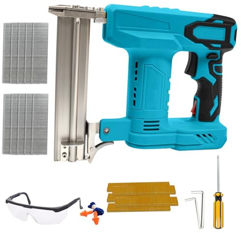 18GA schnurloser Brad Nagler für Makita 18V Akku, Elektrische Brad Nagelpistole mit 18 Gauge Nägeln für Polster Holzbearbeitung, Schmaler Kronenhefter mit 1000 Nägeln und 500 Klammern
