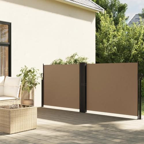 Rainery Auvent latéral rétractable Taupe 140x1200 cm Store Paravent écran, Solaire Extensible Brise-Vue pour Jardin, Extérieur, Balcon, Terrasse