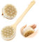Back Brush Shower Set with Long Handle and Round Head Wet and Dry Body Brush for Lymphatic Drainage Shower Brush & Back Scrubber with 41.5 cm Wooden Handle Massage Brush for Full Body Care