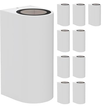 ledscom.de 10x Wandleuchte ALSE Up & Downlight für außen, weiß, Aluminium, rund, inkl. 2 GU10 LED Lampen (warmweiß, 10,8W, je 510lm, 45°)