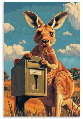 XMJHHMHZ Poster animal Pogo, Kangourou Boîte aux lettres Décoration murale moderne à suspendre 60 x 90 cm