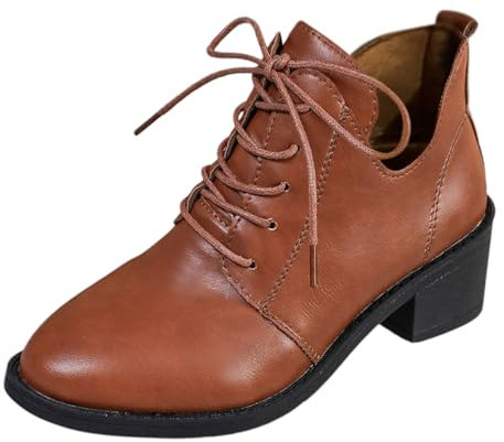 Donna Casual Tinta unita Semplice Retro Allacciatura Tacco Alto Tacco Fine Scarpe A Punta Grandi Dimensioni Stivali Stivaletti Stivaletti Stivali corti Rosso Donna, marrone, 40 EU