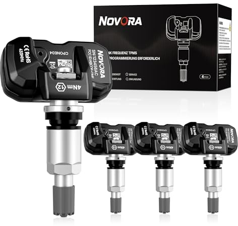 NOVORA 4 Stück RDKS Sensoren TPMS Reifendrucksensor 433 MHz Vorprogrammiert | Mit Variablem Ventilwinkel für Mercedes-Benz,Aston Martin,Audi,Volkswagen,Opel,OE A0009050030, 5Q0907275