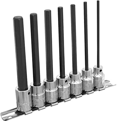 Sealey Ak62254 Hex Socket Bit Set 7Pc 3/8Sq Drive 110Mm Metric