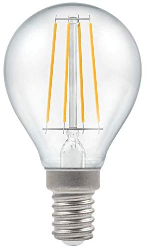 Crompton Lamps LED Golfball 5W SES-E14 Dimmable Filament (40W Equivalent) 2700K Warm White Clear 470lm SES Small Screw E14 Round Light Bulb