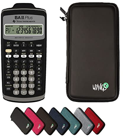 TI-BA II Plus inkl. WYNGS Schutztasche Schwarz - Finanzrechner - Basic Set