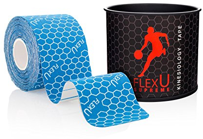 FLEXU Kinesiology Tape: Vorgeschnittene Einzelrolle, fortgeschrittene Stärke und Flexibilität, langanhaltende therapeutische Erholung, Sporttape (Blau).