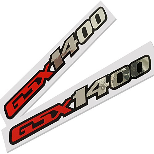 GSX 1400 Rot, Silber Chrom auf Schwarz Grafik Aufkleber Aufkleber X 2