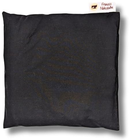Franzis Nähstube 20x20cm Dinkelkissen Schwarz in 100% Baumwolle I Körnerkissen Dinkel 20x20 für Mikrowelle I Wärmekissen, Dinkelkernkissen, Nackenwärmekissen