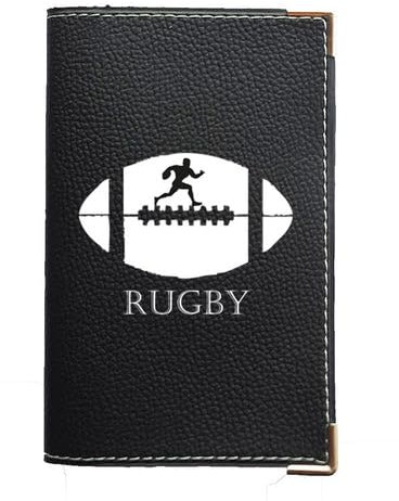 Syl'la – Porte-papiers Voiture Cuir Noir Personnalisé Rugby – Étui Carte Grise, permis pour Homme et Femme