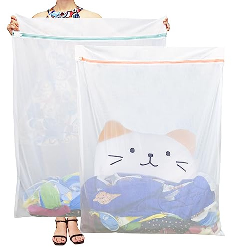 Tenn Well 2Pk 43x35 Extra Large Mesh Laundry Bags Jumbo for Blankets