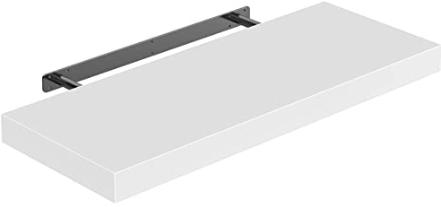 Casaria® Wandregal Weiß mit Halterung 50-110cm Schwebend 15kg Tragkraft Küche Wohnzimmer Büro Bad Flur Schweberegal Regalbrett Hängeregal Matt 70cm