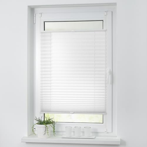 ROOMY Plissee Klemmfix, verspannt, Blickdicht, Sichtschutz Sonnenschutz Jalousie Weiß, 55 cm x 130 cm (B x L)