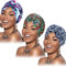 SATINIOR 3 Stücke Afrikanischen Turban für Damen Knoten Pre-Gebunden Motorhaube Hut Kopfbedeckung (Grün Rot Lila Blume)