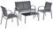 [en.casa] Gartenmöbel-Set 4-Teilig Sitzgruppe - 2 Stühle mit Sitzbank und Couchtisch Lounge-Set Terassenmöbel Garnitur Dunkelgrau