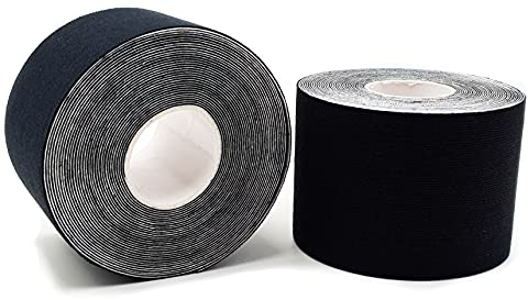 axion® Nastri Kinesiologici 2 Rotoli in Nero | Fasciatura fitness impermeabile • delicata sulla pelle • elastica • autoadesiva | Physio-tape ideale per sport e vita quotidiana - axion