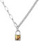 Custom4U Personalised Photo Necklace Stainless Steel Padlock Pendant with Unisex Lock Chain Punk Jewellery Gifts