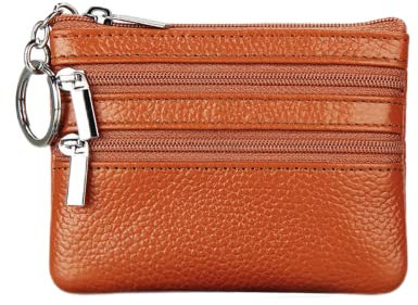 HXT-OAK Portefeuille Universel en Cuir pour Homme et Femme Portefeuille de Carte de Crédit Mini Petit Portefeuille avec Porte-clés avec 3 Compartiments pour Billets et Cartes (Marron)