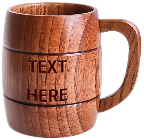 Dinikally Chope à Bière en Bois Gravée à la Main Personnalisée - Tasse Naturelle pour Lait de Bière (Sty1)
