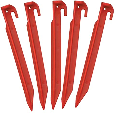 Zelt-Heringe aus Kunststoff 30 cm. 5 Stück Heringe Erdnägel Zeltnägel Zeltpflöcke Rot