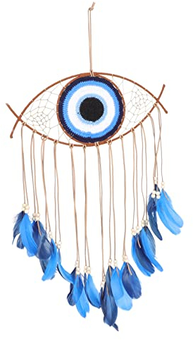 Abaodam Traumfänger Makramee- Schlafzimmer Wandschmuck Makramee Wandbehang Wanddekoration Traumf?nger Kinderzimmer Wanddeko Tapisserie Haushalt Teufels Auge Echte Feder