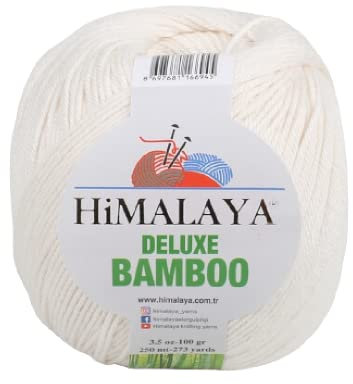 Strickfein Himalaya Deluxe Bamboo Wolle Strickgarn 60% Bambus 40% Baumwolle 100gr 124-02 Creme