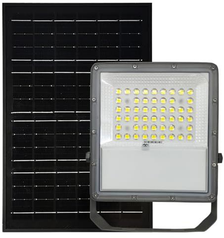 FactorLED Foco LED Solar Regulable con Mando a Distancia, Proyector Luz Exterior Dimmable, Iluminación solar IP65, Luz Blanca 5700K, Placa Solar 10W (100, watts)
